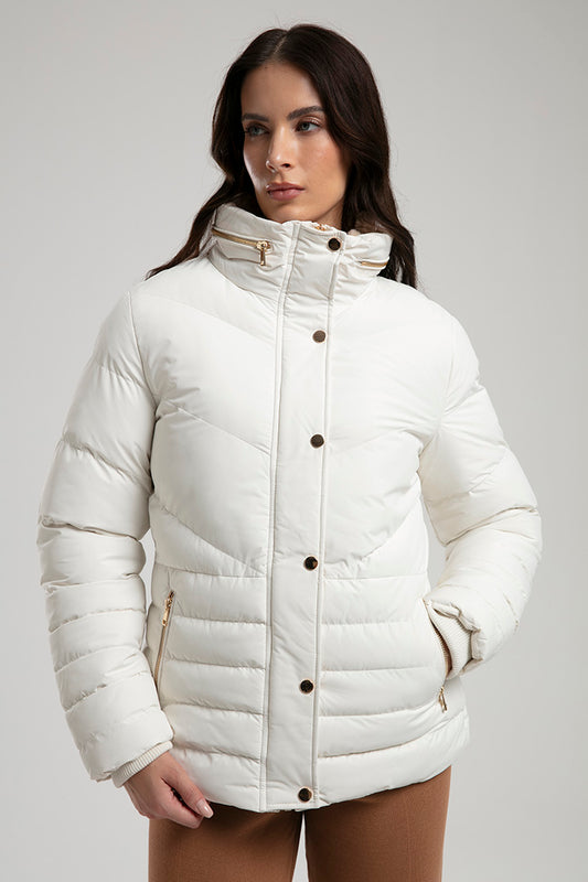 Women's Short Puffer Jacket – White
