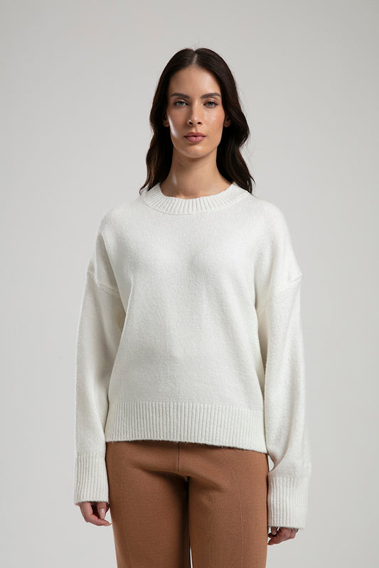 Oversized Knit Sweater - Off White