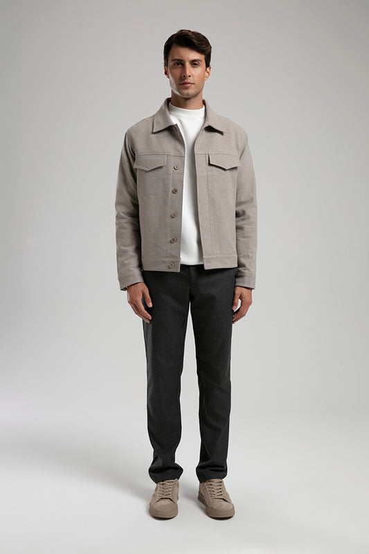 Utility Overshirt Jacket - Dark Beige