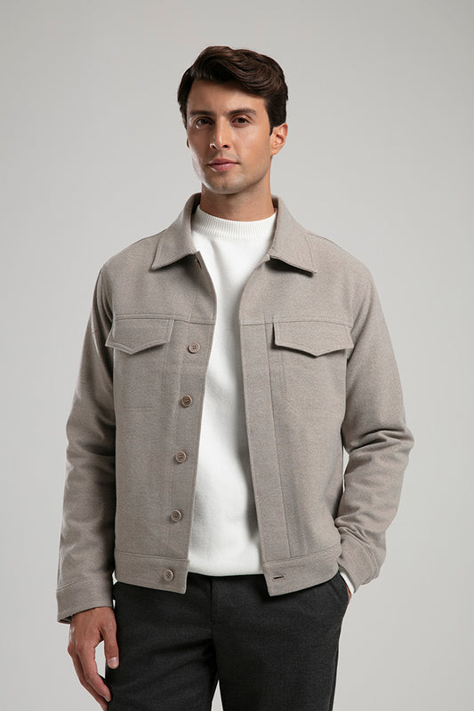Utility Overshirt Jacket - Dark Beige