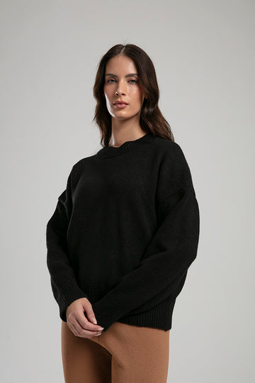 Oversized Knit Sweater - Black