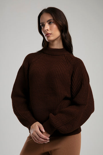 Textured Knit Sweater - Dark Brown