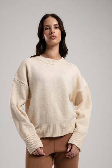 Oversized Knit Sweater - Beige