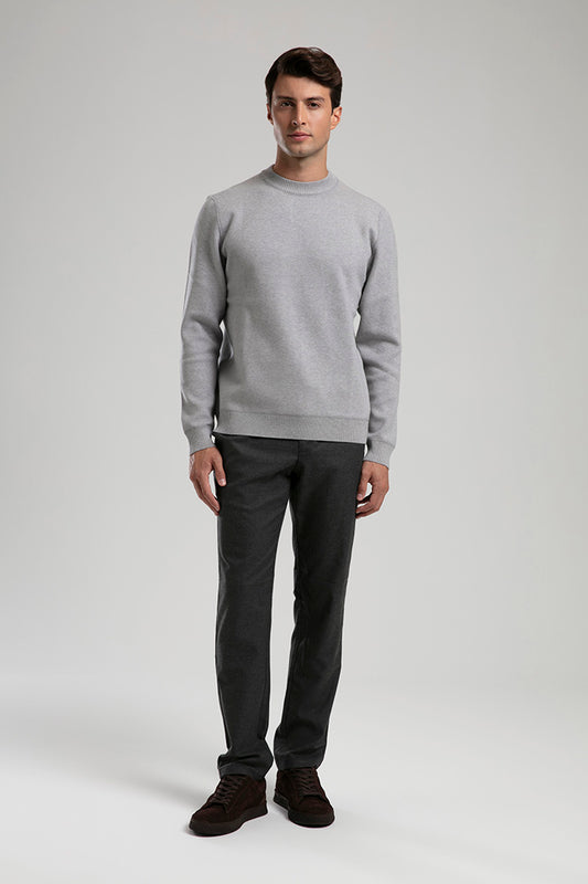 Classic Crewneck Knit Sweater - Grey