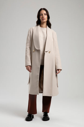 Wool Blend Overcoat - Beige