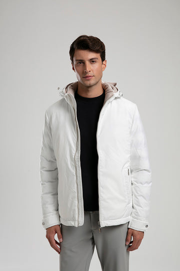 Hooded Puffer Jacket - White
