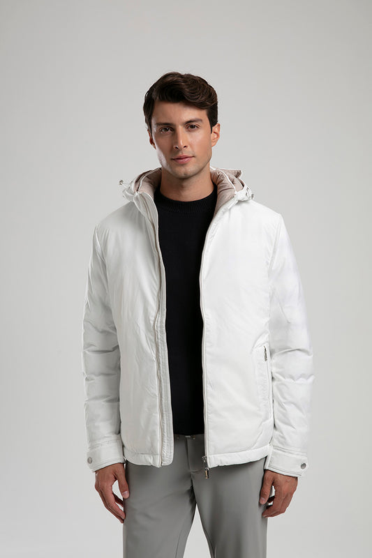 Hooded Puffer Jacket - White