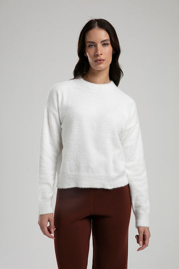 Textured Knit Sweater - White