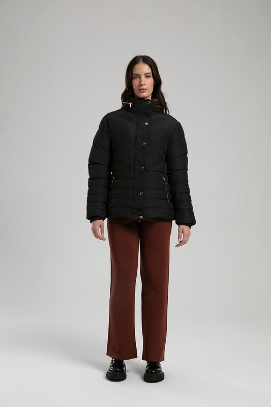 Women's Short Puffer Jacket – Black