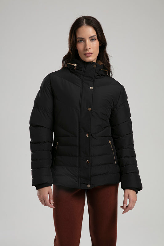 Women's Short Puffer Jacket – Black