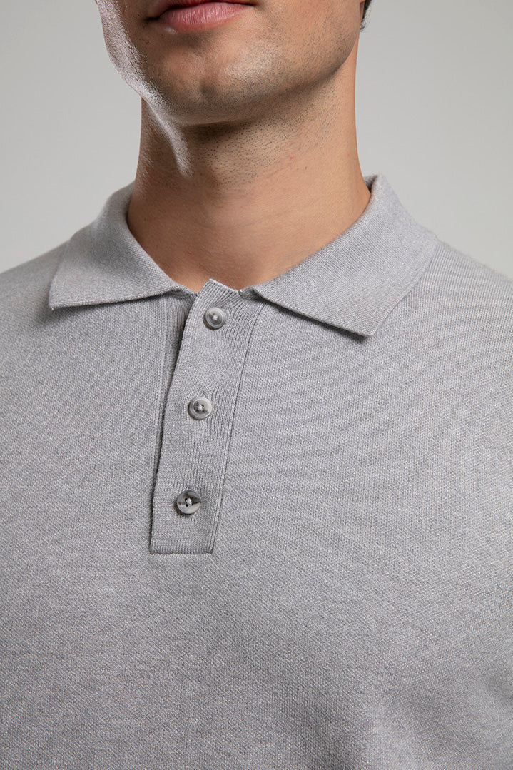 Knit Polo Sweater - Grey – 404 error - F.Z.C