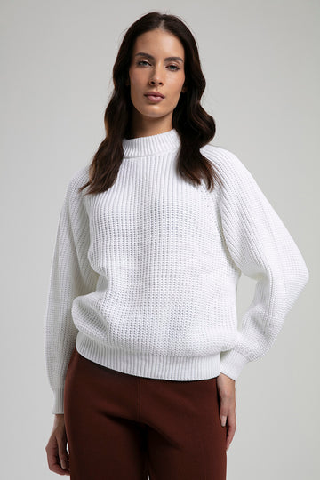 Textured Knit Sweater - White