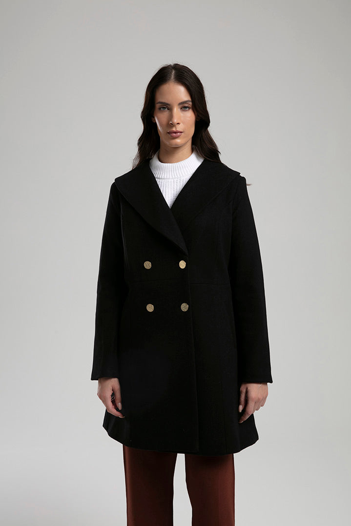 Short Double-Breasted Wool Coat - Black – 404 error - F.Z.C