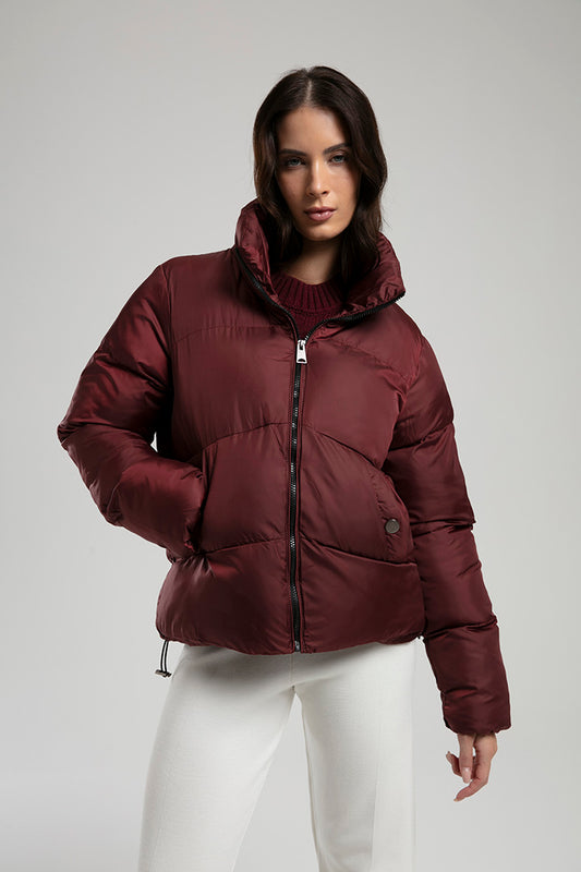 Women's Cropped Puffer Jacket – Burgundy