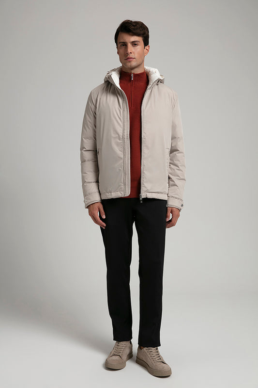 Hooded Puffer Jacket - Beige