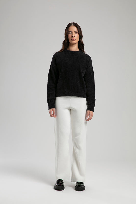 Textured Knit Sweater - Black