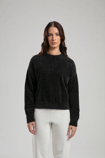 Textured Knit Sweater - Black