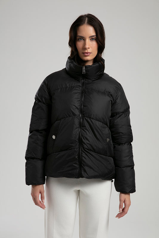Women's Cropped Puffer Jacket – Black
