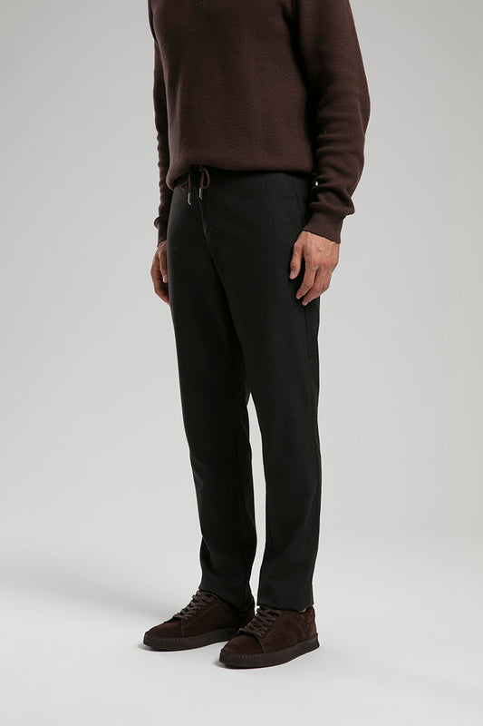 Drawstring Wool Trousers - Brown