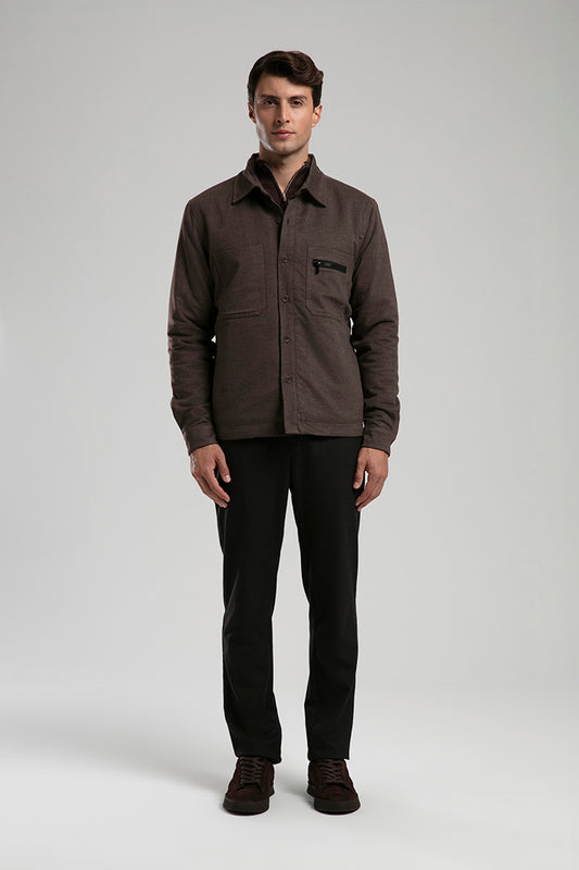 Button-Up Utility Overshirt - Brown