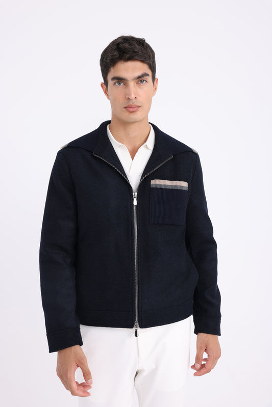 Wool-Blend Jacket - Navy