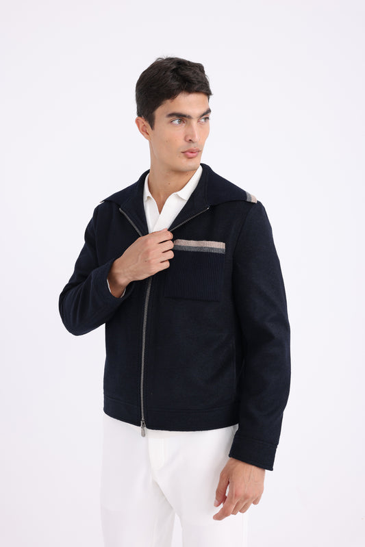 Wool-Blend Jacket - Navy