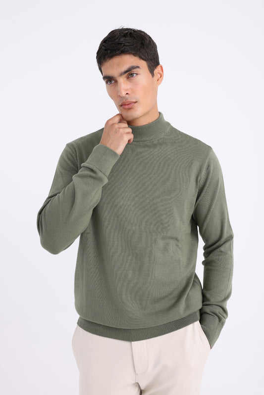 High Neck Sweater - Green