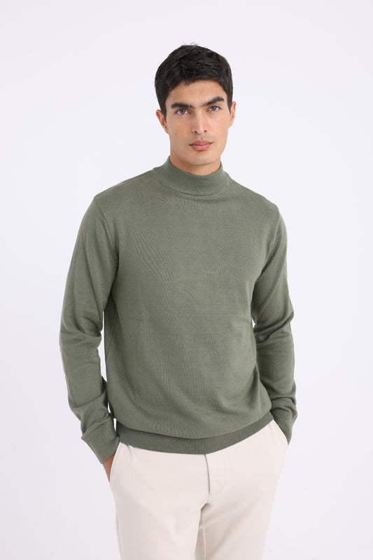 High Neck Sweater - Green