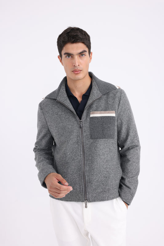 Wool-Blend Jacket - Grey