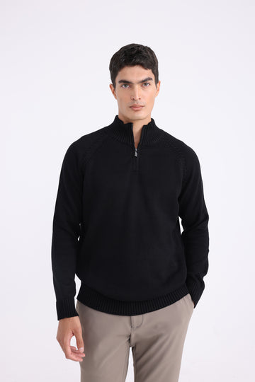 Zip-Detail Merino Wool Sweater