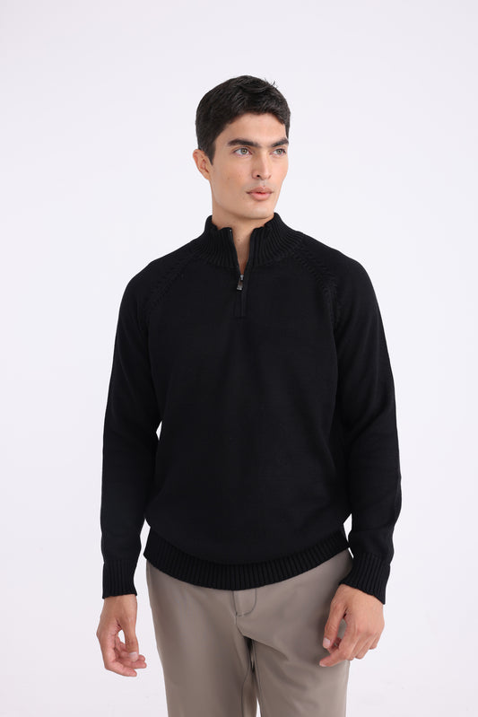 Zip-Detail Merino Wool Sweater