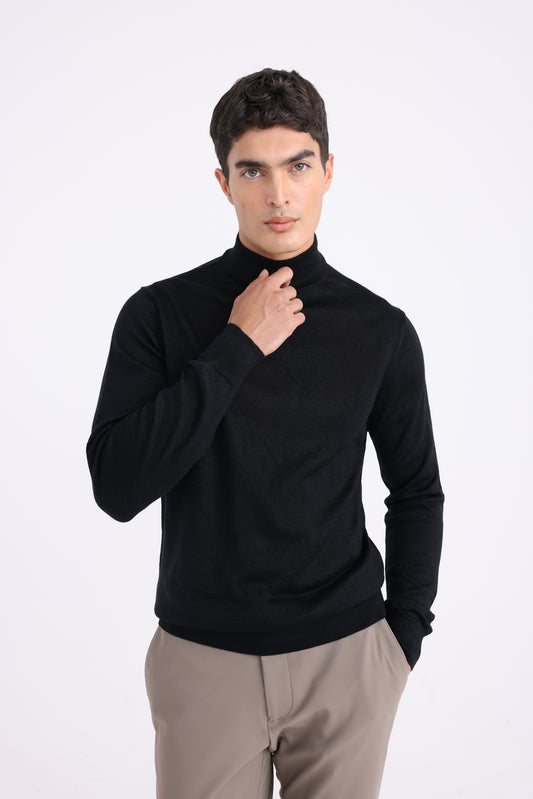 High Neck Sweater - Black