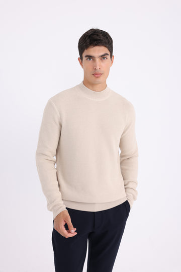 Wool High Neck sweater - Beige