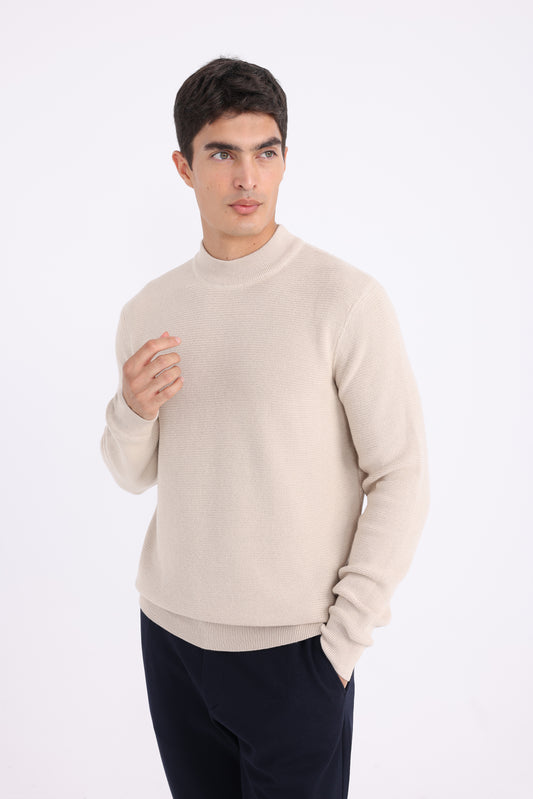 Wool High Neck sweater - Beige