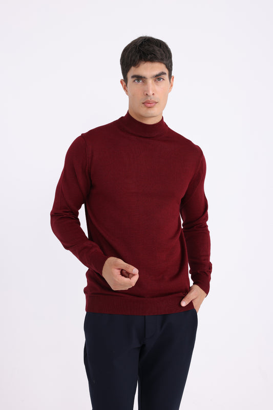 High Neck Sweater - Maroon