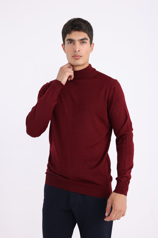 High Neck Sweater - Maroon