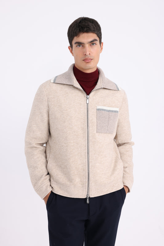 Wool-Blend Jacket - Beige