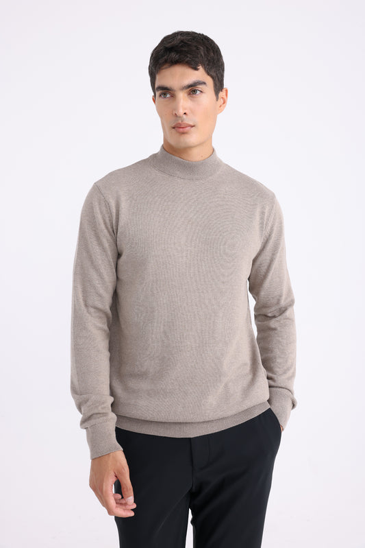 High Neck Sweater - Beige