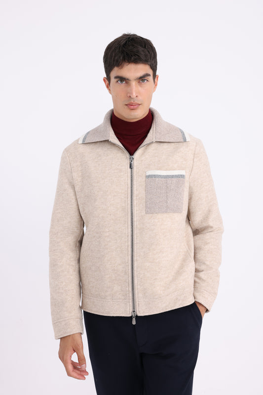 Wool-Blend Jacket - Beige