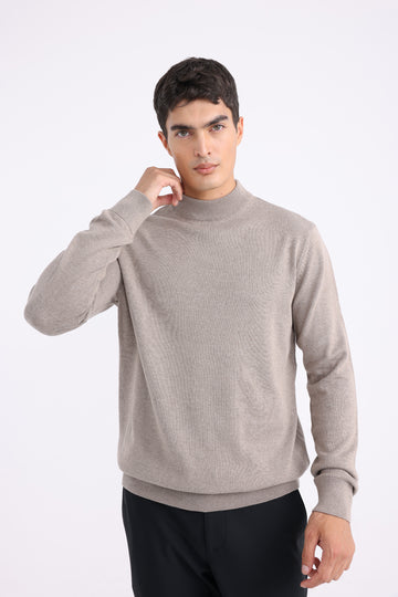 High Neck Sweater - Beige