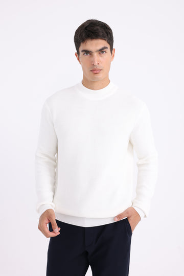 Wool High Neck sweater - White