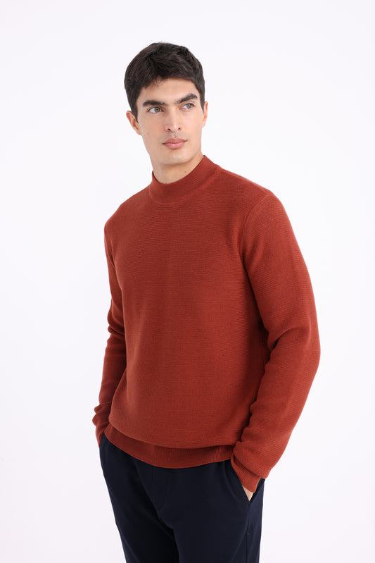 High Neck Thick Sweater - Orange