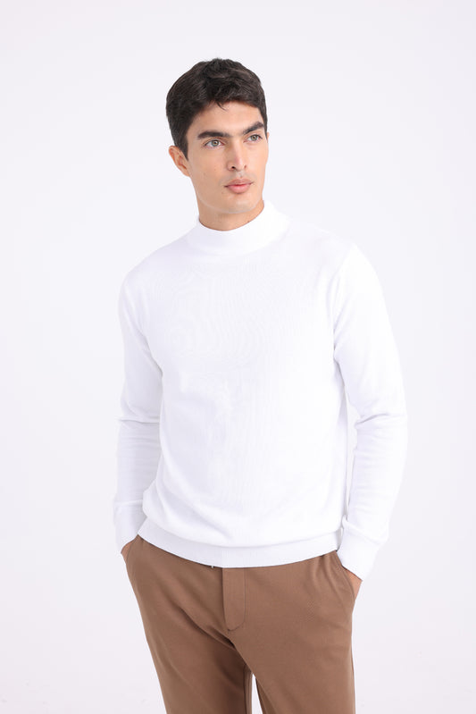 High Neck Sweater - White