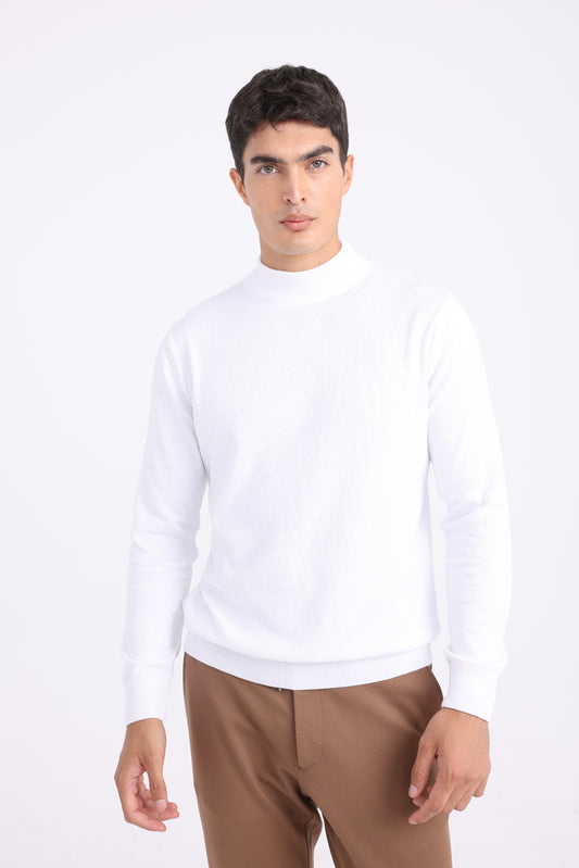 High Neck Sweater - White