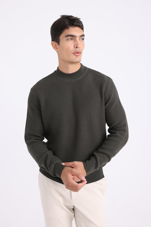 Wool High Neck sweater - Green