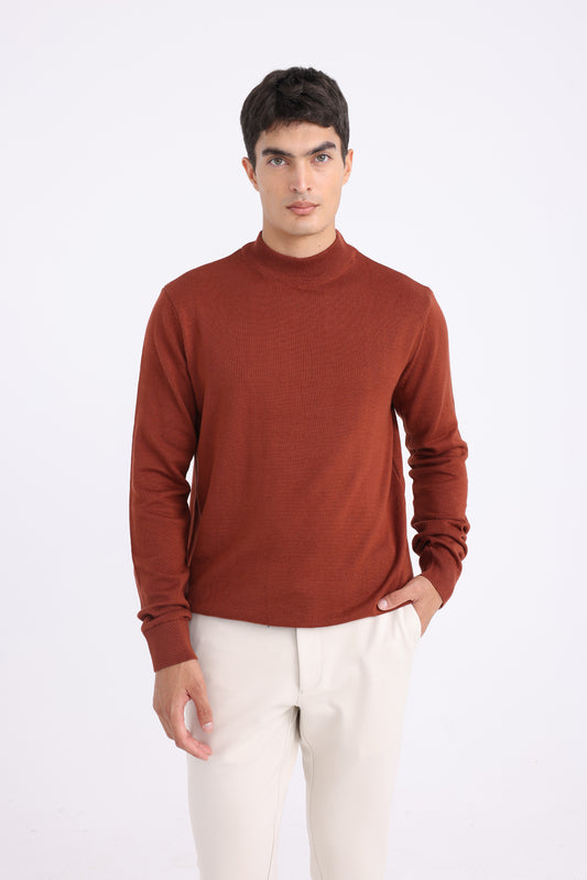 Wool High Neck sweater - Orange