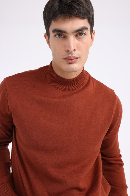 Wool High Neck sweater - Orange