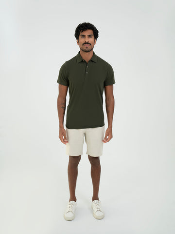 Polo Linen T shirt - olive