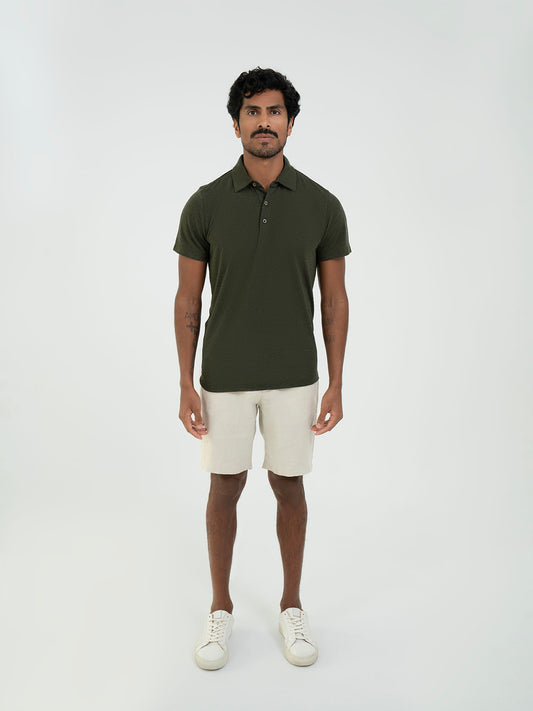 Polo Linen T shirt - olive