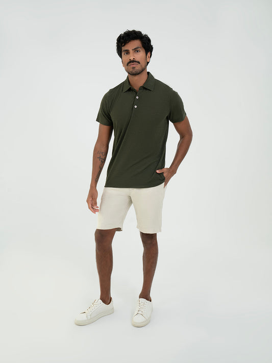 Polo Linen T shirt - olive